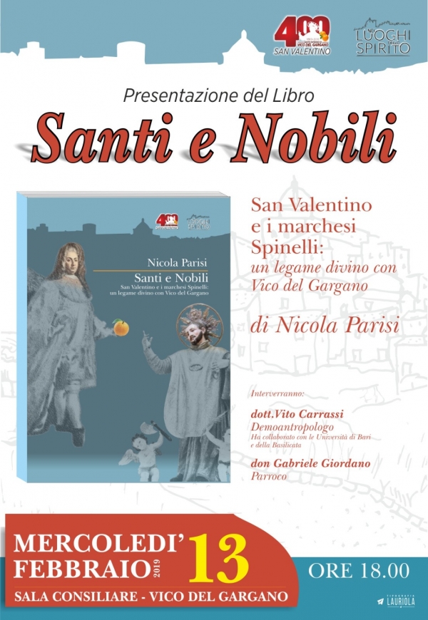 Vico/ Mercoled 13 febbraio la presentazione del libro SANTI E NOBILI  di NICOLA PARISI
