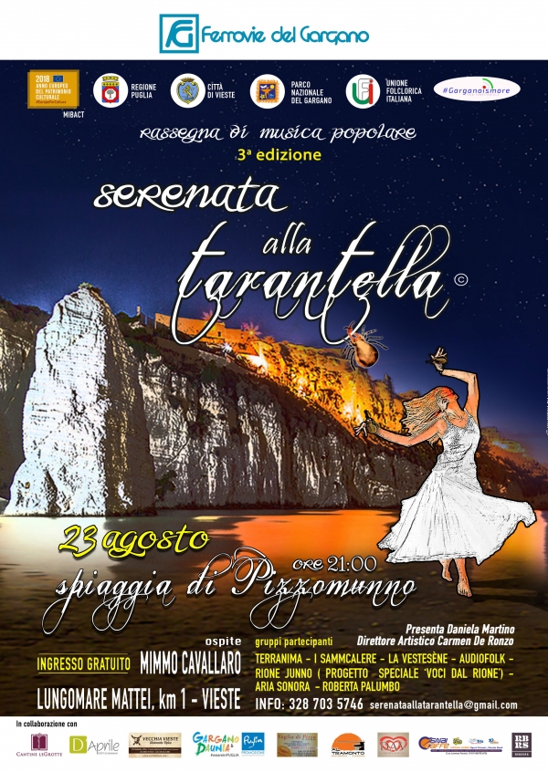 Vieste/ “Serenata alla Tarantella” ci siamo! L’appuntamento è sulla spiaggia di Pizzomunno giovedì 23 agosto