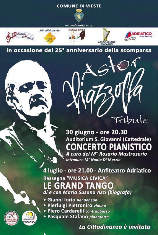 Vieste rende omaggio ad Astor Piazzolla a 25 anni dalla sua scomparsa