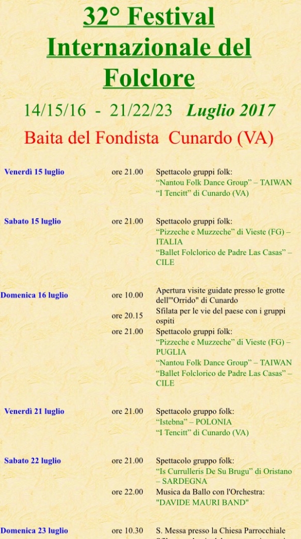 Vieste/  I Pizzeche & Muzzeche pronti per il 32 Festival Internazionale del Folclore a Cunardo
