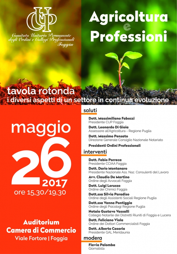 Foggia/ I professionisti parlano di agricoltura. Primo evento del 2017 targato CUP.
