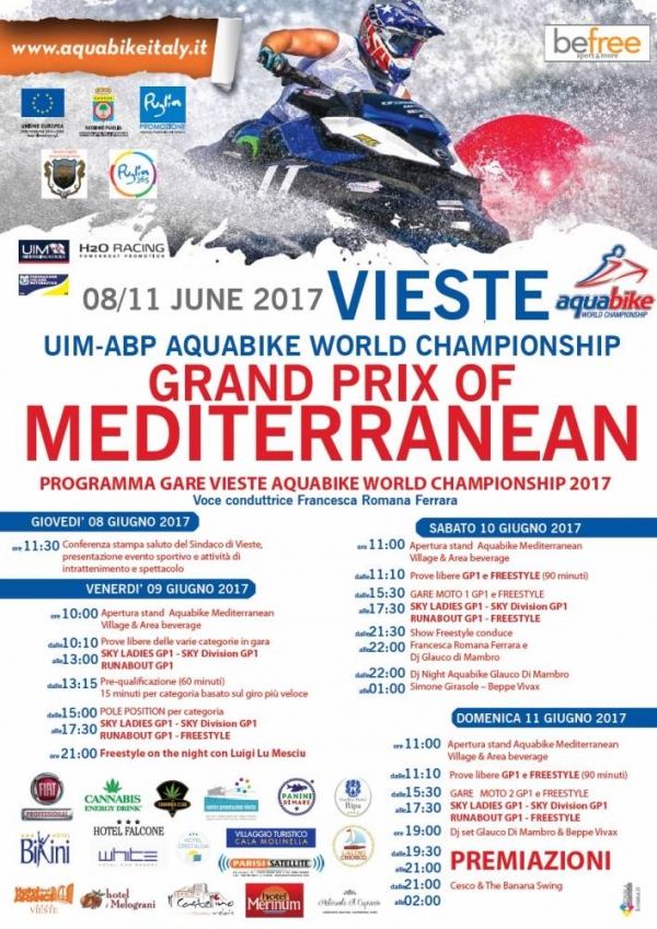A Vieste Aquabike World Championship entra nel vivo. La tappa di Vieste  inserita nel campionato mondiale di aquabike che si svolge ogni anno nei Caraibi, Medio Oriente, Europa e Asia.