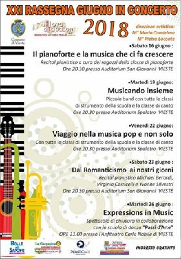 Vieste/ Da sabato 16 la XXI Rassegna Giugno in Concerto